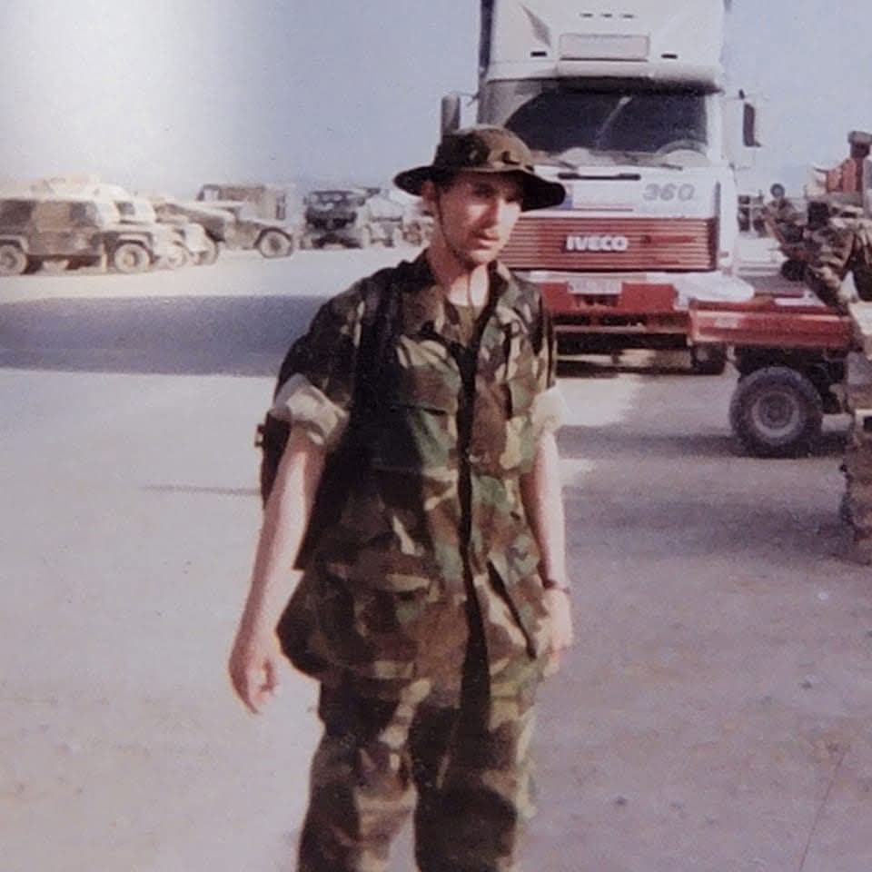 david in camo outfit